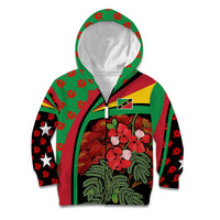 Saint Kitts and Nevis Kid Hoodie with Flag Colors and Tropical Island Design - Wonder Print Shop