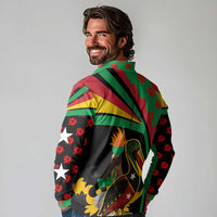 Saint Kitts and Nevis Long Sleeve Polo Shirt with Flag Colors and Tropical Island Design - Wonder Print Shop