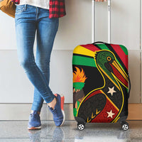 Saint Kitts and Nevis Luggage Cover with Flag Colors and Tropical Island Design - Wonder Print Shop