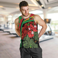 Saint Kitts and Nevis Men Tank Top with Flag Colors and Tropical Island Design - Wonder Print Shop