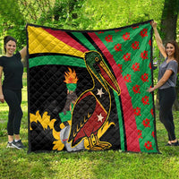 Saint Kitts and Nevis Quilt with Flag Colors and Tropical Island Design - Wonder Print Shop