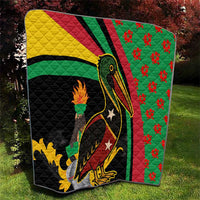Saint Kitts and Nevis Quilt with Flag Colors and Tropical Island Design - Wonder Print Shop