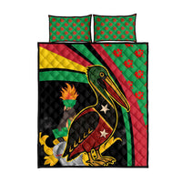 Saint Kitts and Nevis Quilt Bed Set with Flag Colors and Tropical Island Design - Wonder Print Shop
