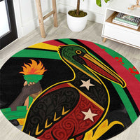 Saint Kitts and Nevis Round Carpet with Flag Colors and Tropical Island Design - Wonder Print Shop