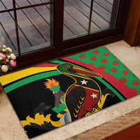 Saint Kitts and Nevis Rubber Doormat with Flag Colors and Tropical Island Design - Wonder Print Shop