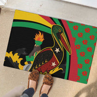 Saint Kitts and Nevis Rubber Doormat with Flag Colors and Tropical Island Design - Wonder Print Shop