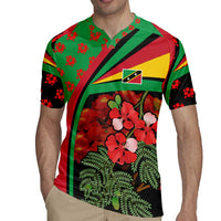 Saint Kitts and Nevis Rugby Jersey with Flag Colors and Tropical Island Design - Wonder Print Shop