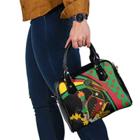 Saint Kitts and Nevis Shoulder Handbag with Flag Colors and Tropical Island Design - Wonder Print Shop