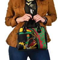 Saint Kitts and Nevis Shoulder Handbag with Flag Colors and Tropical Island Design - Wonder Print Shop