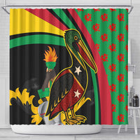 Saint Kitts and Nevis Shower Curtain with Flag Colors and Tropical Island Design - Wonder Print Shop
