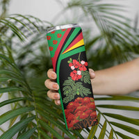 Saint Kitts and Nevis Skinny Tumbler with Flag Colors and Tropical Island Design - Wonder Print Shop