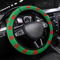 Saint Kitts and Nevis Steering Wheel Cover with Flag Colors and Tropical Island Design - Wonder Print Shop