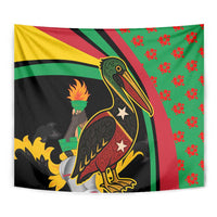 Saint Kitts and Nevis Tapestry with Flag Colors and Tropical Island Design - Wonder Print Shop