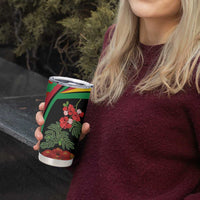 Saint Kitts and Nevis Tumbler Cup with Flag Colors and Tropical Island Design - Wonder Print Shop