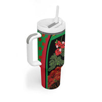 Saint Kitts and Nevis Tumbler With Handle with Flag Colors and Tropical Island Design - Wonder Print Shop
