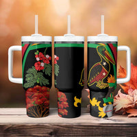Saint Kitts and Nevis Tumbler With Handle with Flag Colors and Tropical Island Design - Wonder Print Shop