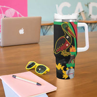 Saint Kitts and Nevis Tumbler With Handle with Flag Colors and Tropical Island Design - Wonder Print Shop