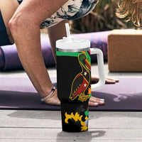 Saint Kitts and Nevis Tumbler With Handle with Flag Colors and Tropical Island Design - Wonder Print Shop