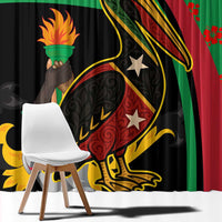 Saint Kitts and Nevis Window Curtain with Flag Colors and Tropical Island Design - Wonder Print Shop