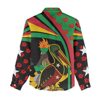 Saint Kitts and Nevis Women Casual Shirt with Flag Colors and Tropical Island Design - Wonder Print Shop