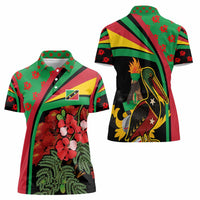 Saint Kitts and Nevis Women Polo Shirt with Flag Colors and Tropical Island Design - Wonder Print Shop