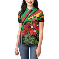 Saint Kitts and Nevis Women Polo Shirt with Flag Colors and Tropical Island Design - Wonder Print Shop