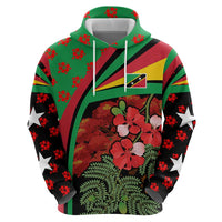 Saint Kitts and Nevis Zip Hoodie with Flag Colors and Tropical Island Design - Wonder Print Shop