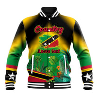 Saint Kitts and Nevis Baseball Jacket with Coat of Arms and Flag Pattern Design - Wonder Print Shop