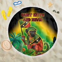 Saint Kitts and Nevis Beach Blanket with Coat of Arms and Flag Pattern Design - Wonder Print Shop