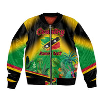 Saint Kitts and Nevis Bomber Jacket with Coat of Arms and Flag Pattern Design - Wonder Print Shop