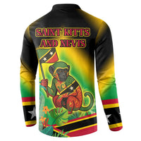 Saint Kitts and Nevis Button Sweatshirt with Coat of Arms and Flag Pattern Design - Wonder Print Shop