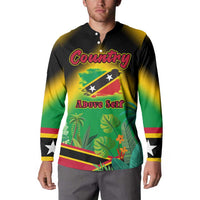 Saint Kitts and Nevis Button Sweatshirt with Coat of Arms and Flag Pattern Design - Wonder Print Shop