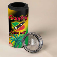 Saint Kitts and Nevis 4 in 1 Can Cooler Tumbler with Coat of Arms and Flag Pattern Design - Wonder Print Shop