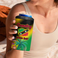 Saint Kitts and Nevis 4 in 1 Can Cooler Tumbler with Coat of Arms and Flag Pattern Design - Wonder Print Shop