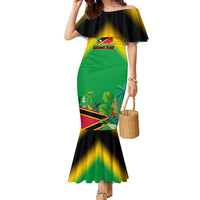 Saint Kitts and Nevis Family Matching Mermaid Dress and Hawaiian Shirt with Coat of Arms and Flag Pattern Design - Wonder Print Shop