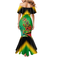 Saint Kitts and Nevis Family Matching Mermaid Dress and Hawaiian Shirt with Coat of Arms and Flag Pattern Design - Wonder Print Shop