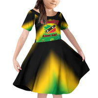 Saint Kitts and Nevis Family Matching Off Shoulder Short Dress and Hawaiian Shirt with Coat of Arms and Flag Pattern Design - Wonder Print Shop