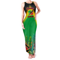 Saint Kitts and Nevis Family Matching Tank Maxi Dress and Hawaiian Shirt with Coat of Arms and Flag Pattern Design - Wonder Print Shop