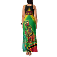 Saint Kitts and Nevis Family Matching Tank Maxi Dress and Hawaiian Shirt with Coat of Arms and Flag Pattern Design - Wonder Print Shop