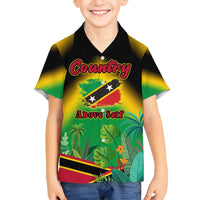 Saint Kitts and Nevis Family Matching Tank Maxi Dress and Hawaiian Shirt with Coat of Arms and Flag Pattern Design - Wonder Print Shop