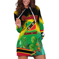 Saint Kitts and Nevis Hoodie Dress with Coat of Arms and Flag Pattern Design - Wonder Print Shop