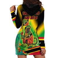 Saint Kitts and Nevis Hoodie Dress with Coat of Arms and Flag Pattern Design - Wonder Print Shop