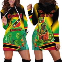 Saint Kitts and Nevis Hoodie Dress with Coat of Arms and Flag Pattern Design - Wonder Print Shop