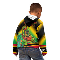 Saint Kitts and Nevis Kid Hoodie with Coat of Arms and Flag Pattern Design - Wonder Print Shop
