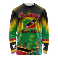Saint Kitts and Nevis Long Sleeve Shirt with Coat of Arms and Flag Pattern Design - Wonder Print Shop