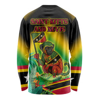 Saint Kitts and Nevis Long Sleeve Shirt with Coat of Arms and Flag Pattern Design - Wonder Print Shop