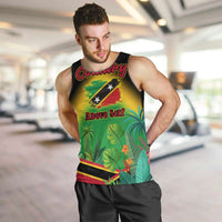 Saint Kitts and Nevis Men Tank Top with Coat of Arms and Flag Pattern Design - Wonder Print Shop
