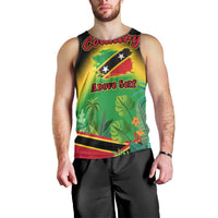 Saint Kitts and Nevis Men Tank Top with Coat of Arms and Flag Pattern Design - Wonder Print Shop
