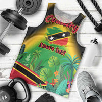 Saint Kitts and Nevis Men Tank Top with Coat of Arms and Flag Pattern Design - Wonder Print Shop