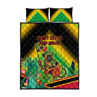 Saint Kitts and Nevis Quilt Bed Set with Coat of Arms and Flag Pattern Design - Wonder Print Shop